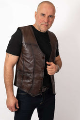 Men's leather vest Brown